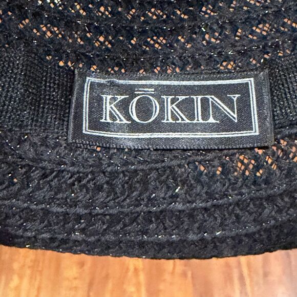 Vintage KOKIN New York Black Woven Straw Wide Adjustable Brim One Size Sun Hat main image 4